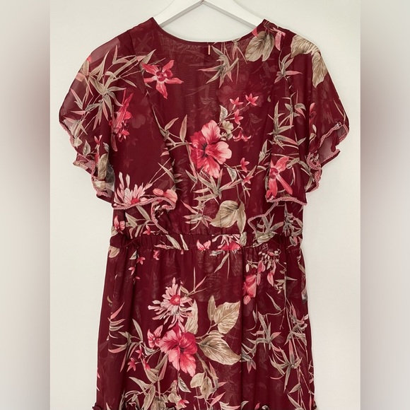 Misa Los Angeles Veronique Floral Short-sleeve Midi Dress Red Floral Size - Picture 8 of 11